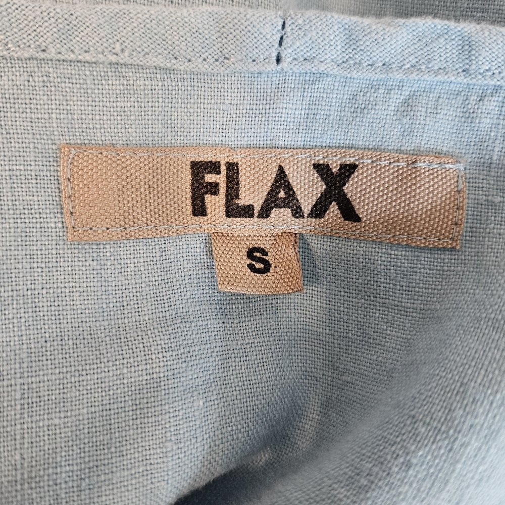 FLAX Linen Blue Sleeveless Tunic Size S Relaxed Minimalist Coastal Chic Top - Picture 9 of 11
